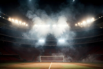 Stadium lights and spotlights. Night soccer stadium with floodlights