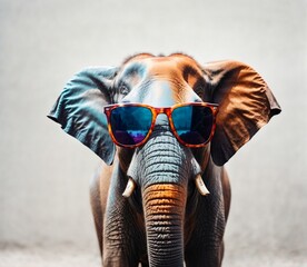 Vibrant Elephant with Sunglasses. A Playful Artwork