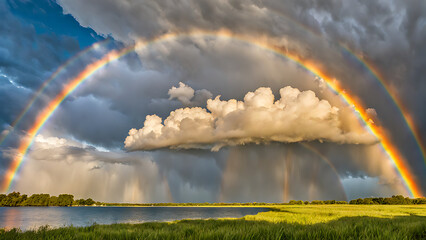 rainbow over the fields unbleiveable shot capture