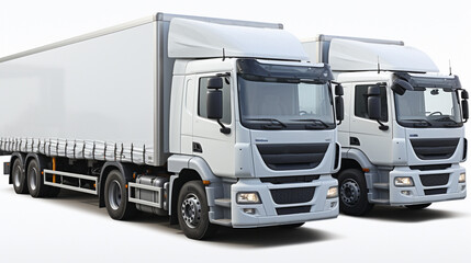 Naklejka premium Aligned Row of Trucks Facing the Same Direction