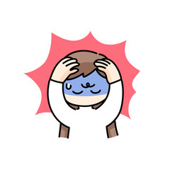 頭痛に苦しむ若い女性
