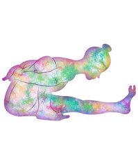 watercolor yoga poses. This image is part of a set of 50 yoga poses perfect for creating beautiful designs, for your website, social networks, products, etc. 