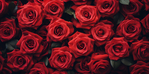 Crimson Elegance, Red Roses as a Stunning Background. Ruby Petal Canvas, Red Roses as a Mesmerizing Background.