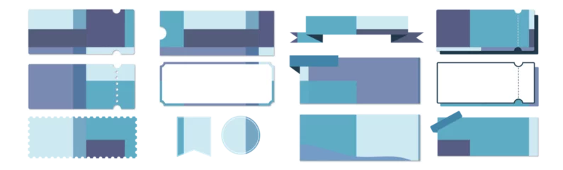 Poster 冬のセールに使える水色のチェック柄のクーポンベクターアイコンデザインセット（枠のみ） © rikachu