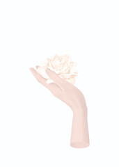 Poster template design, single hand and Jasminum sambac flower