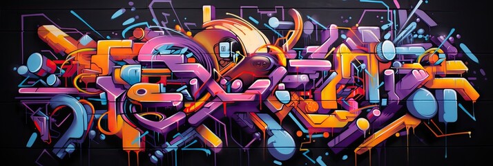 Obraz premium a graffiti artwork with vibrant colors and abstract shapes, generative AI