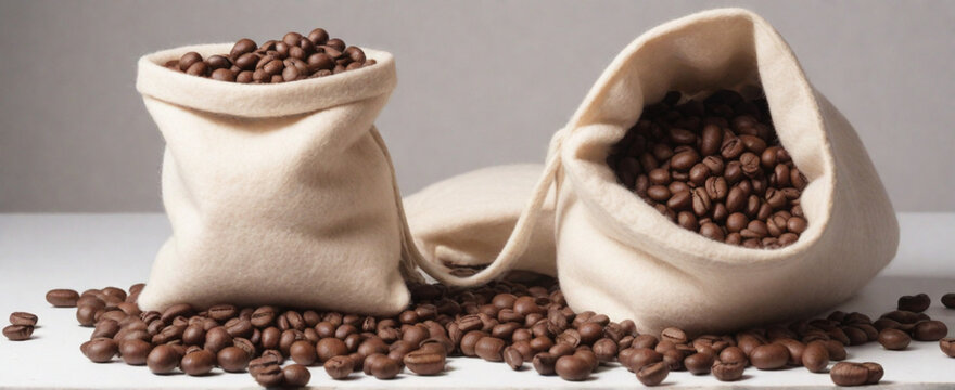 bag of coffee on white background