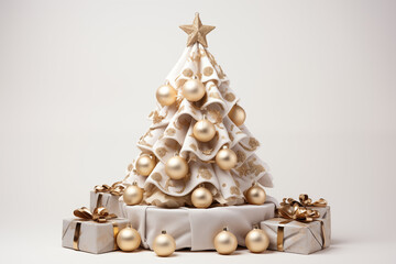 Luxurious White and Gold Christmas Tree with Coordinated Gifts.


