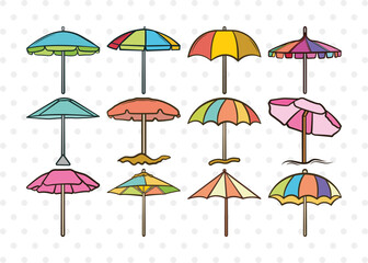 Fototapeta na wymiar Beach Umbrella Clipart SVG Cut File | Beach Umbrella Svg | Beach Svg | Summer Svg | Bundle | Eps | Dxf | P