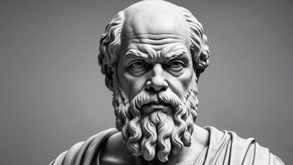 Socrates, Greek philosopher from Athens, founder of Western philosophy. Socrates bust sculpture, ancient Greek philosopher from Athens. ancient Greek philosopher. - obrazy, fototapety, plakaty