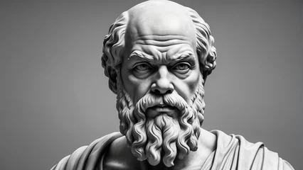 Fotobehang Socrates, Greek philosopher from Athens, founder of Western philosophy. Socrates bust sculpture, ancient Greek philosopher from Athens. ancient Greek philosopher. © Cobe