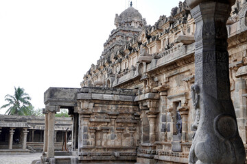Hindu temple. Low angle view of ancient Airavatesvara Temple in Darasuram, Kumbakonam, Tamilnadu.