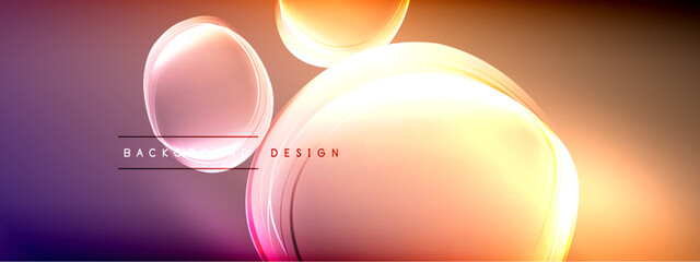 Vector abstract background - liquid transparent bubble shapes on fluid gradient with shadows and light effects