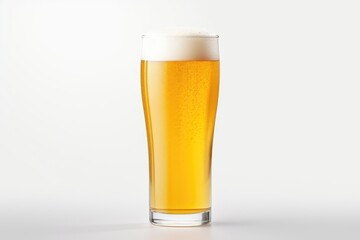 Beer glass, template, alcoholic beverage mockup on white background. Suitable for pub or bar menu design.