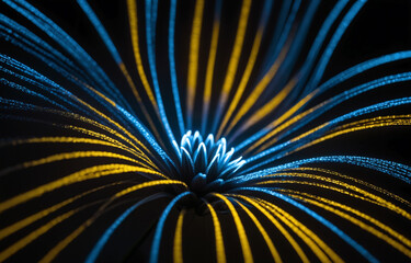 Abstract Blue Glowing Flower Close-up