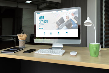 Website design software provide modish template for online retail business and e-commerce - obrazy, fototapety, plakaty