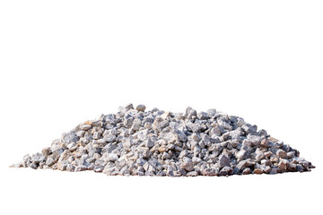 Piles of gravel limestone rock for construction site, isolated on transparent background, big size...