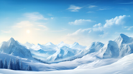 Majestic Snow-Covered Mountains in Winter,snow covered mountains in winter,Enchanting Snowy Landscape