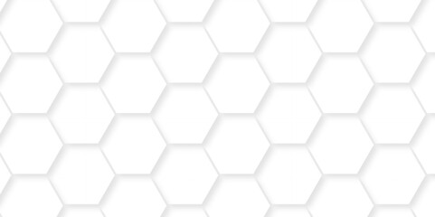 Seamless pattern with hexagons. Abstract background with hexagon and white Hexagonal Background. Luxury White Pattern. Vector Illustration. 3D Futuristic abstract honeycomb mosaic white background.