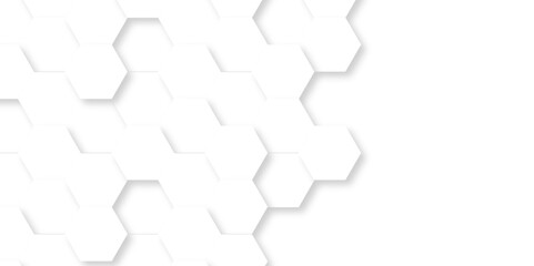 Obraz premium Seamless pattern with hexagons. Abstract background with hexagon and white Hexagonal Background. Luxury White Pattern. Vector Illustration. 3D Futuristic abstract honeycomb mosaic white background.