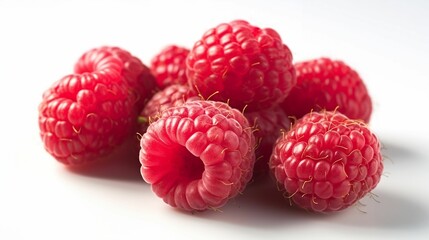 AI generated illustration of raspberries isolated on a white background