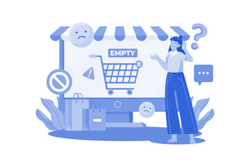 Empty Shopping Cart Illustration concept on white background