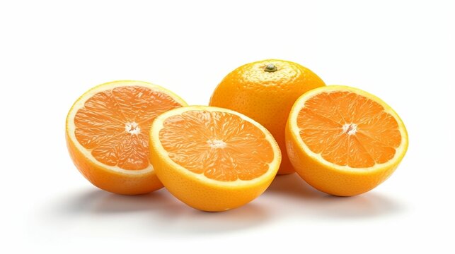 AI generated illustration of oranges isolated on a white background