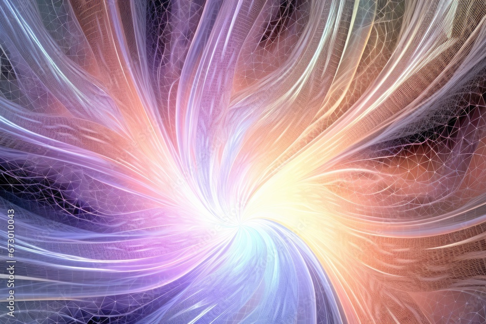 Poster vibrant colorful explosion of abstract textures and patterns in ethereal light display