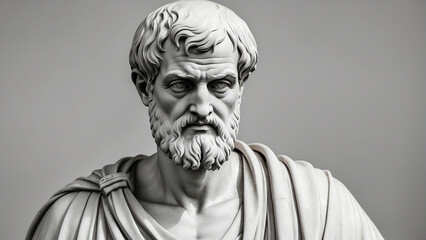 Aristotle bust sculpture, the Greek philosopher. Illustration of the sculpture of Aristotle. The Greek philosopher. Aristotle is a central figure in the history of Ancient Greek philosophy. - obrazy, fototapety, plakaty