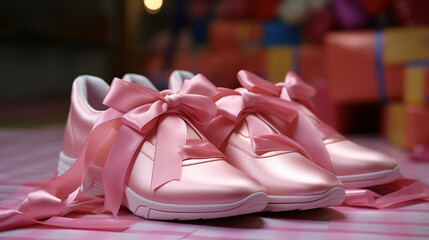 pink ballet slippers - obrazy, fototapety, plakaty