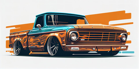 illustration of muscle truck,, muscle car vector design
