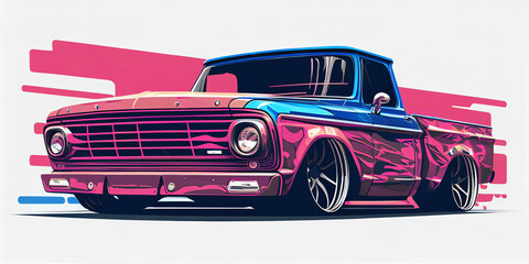 illustration of muscle truck,, muscle car vector design