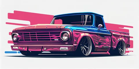 Foto auf Acrylglas Cartoon-Autos illustration of muscle truck,, muscle car vector design