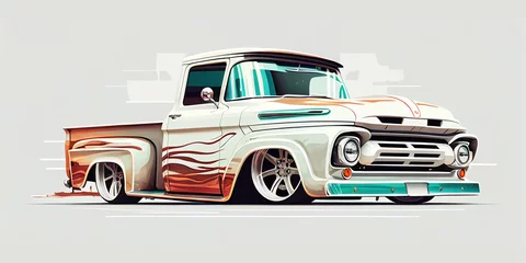 Foto op Plexiglas illustration of muscle truck,, muscle car vector design © ranchuryukin