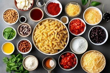 AI generated fresh pasta with ingredients on table