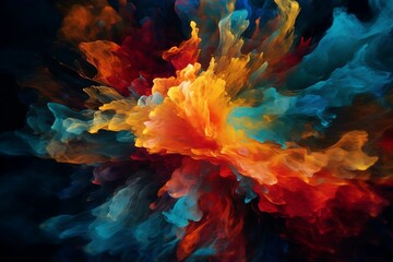 AI generated illustration of brightly colored inks against a black background