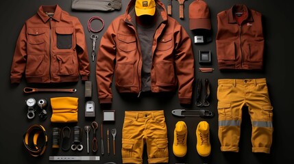 AI generated illustration of a professional men's workwear on a dark surface