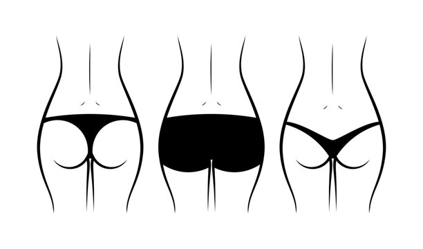 Types of woman panties back view vector isolated on white background.