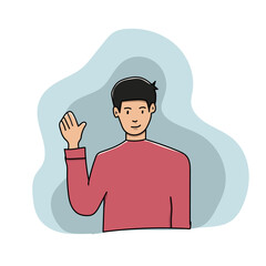 Illustration of a Boy Giving Greetings