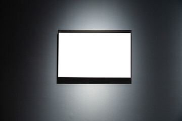 interior of gallery with blank frame