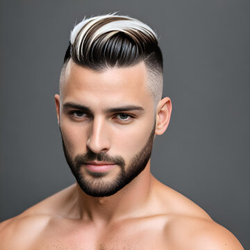 Brunette man with blond meshes 