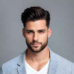 Man with professional haircut posing for a photoshoot