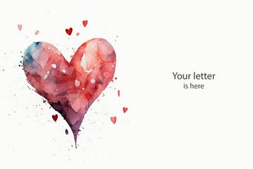 AI generated illustration of a heart, painted in a combination of pink and blue watercolors