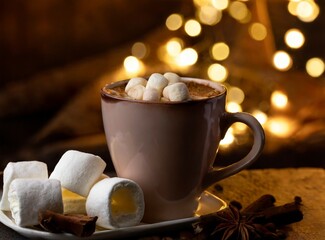 Obraz na płótnie Canvas Coffee with marshmallows, sweets