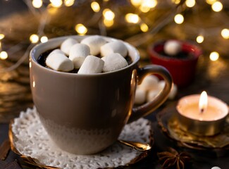 Obraz na płótnie Canvas Coffee with marshmallows, sweets