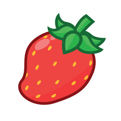Red strawberry cartoon. Vector illustration of a red berry on a white background.