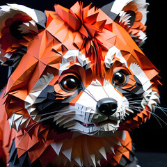 Creative Paper Art of Adorable Red Panda: Artistry in Paper Craft and Animal Model.(Generative AI)