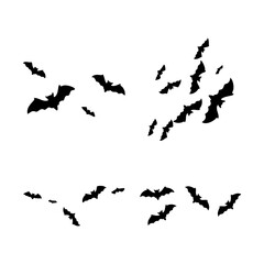 Halloween Bat Silhouette With Different Shape. Vector Illustration Set. 