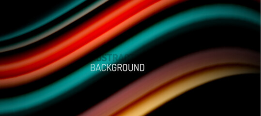 Rainbow color wave lines on black. Techno or business abstract background for posters, covers, banners, brochures, websites