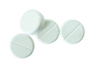 bunch of round white pills isolated
